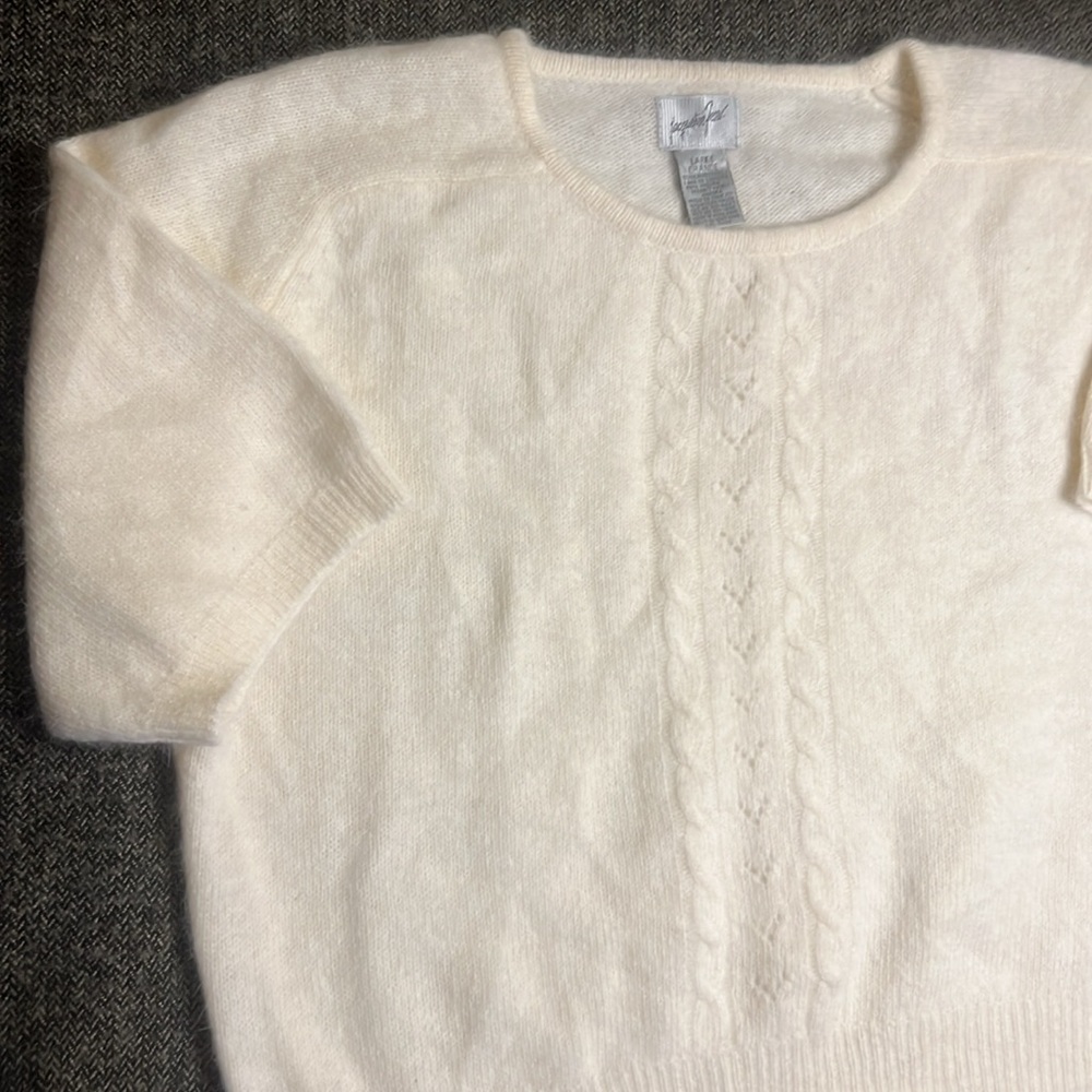 Jacqueline Ferrar Vintage Lambswool Rabbit Angora Shirt Sleeve Sweater EUC - Picture 2 of 11